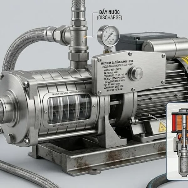 Bơm đa tầng cánh 1 pha