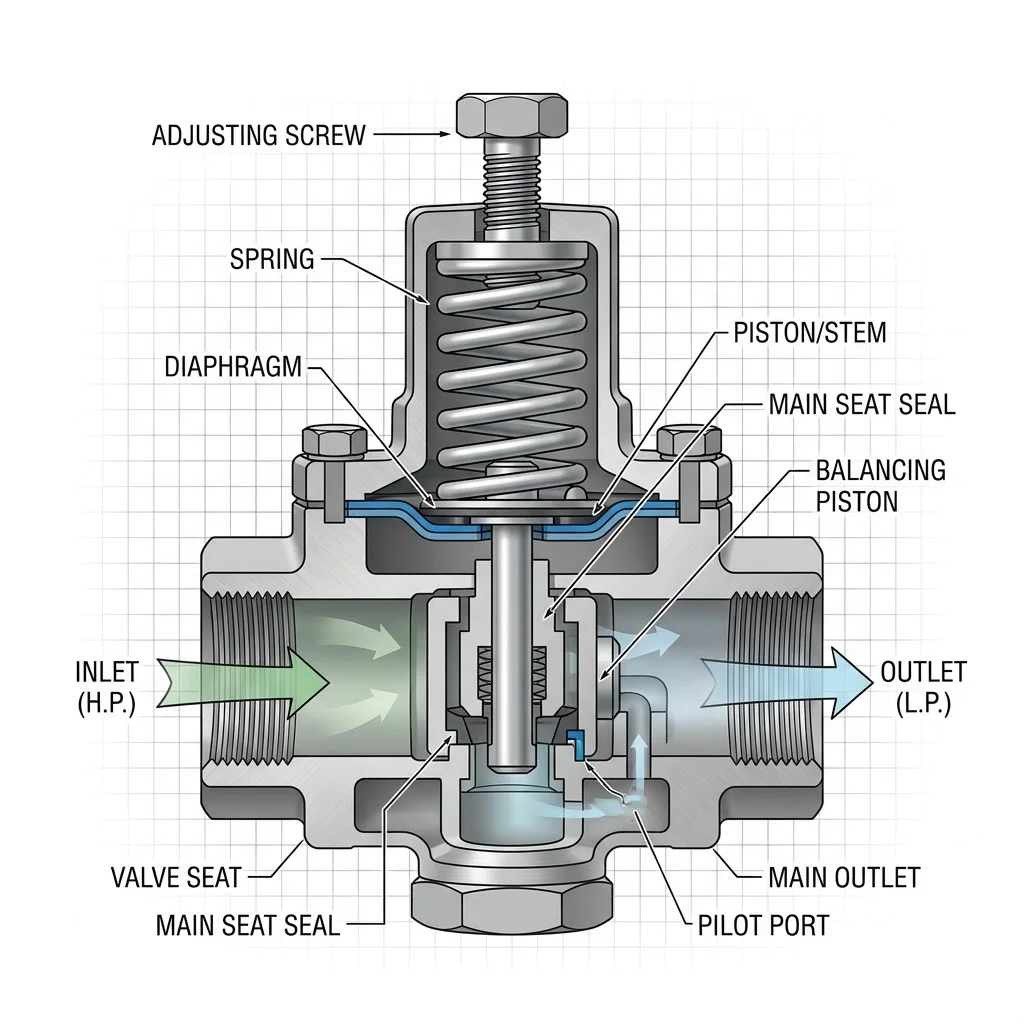 Cấu tạo của van giảm áp