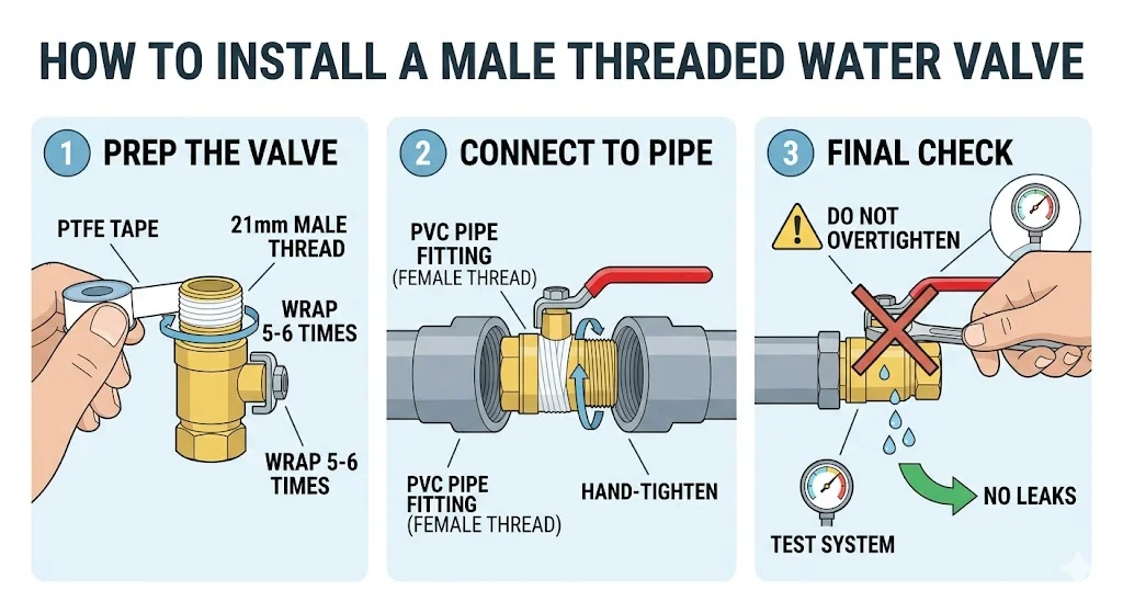 Hướng dẫn sử dụng của khoá nước ren ngoài