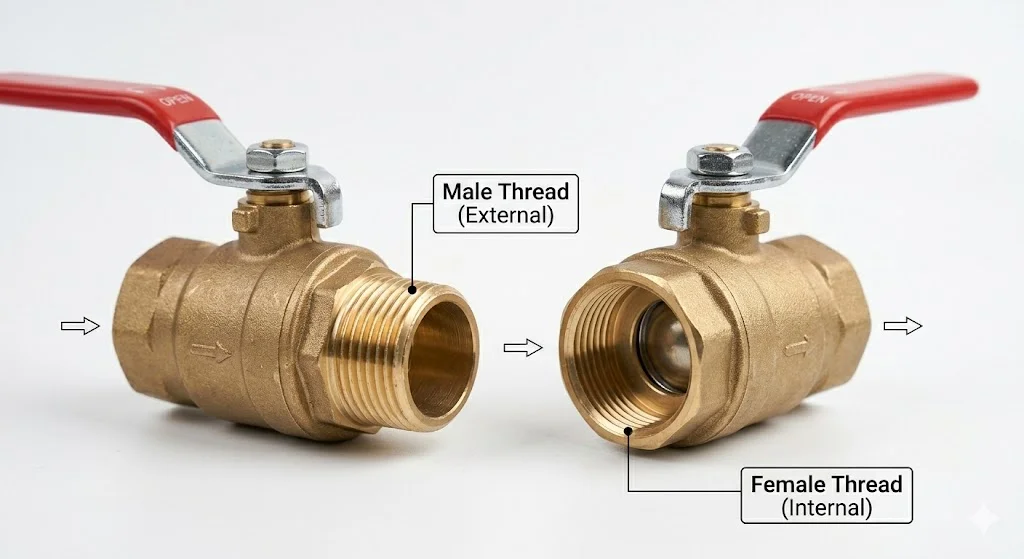 So sánh khoá nước ren ngoài với các kích thước khác nhau