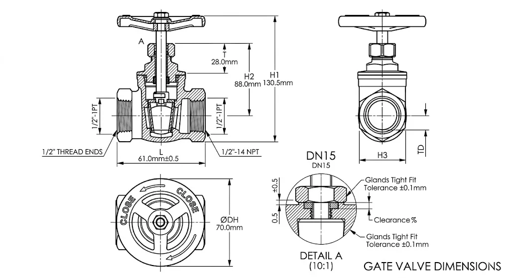Cấu tạo của van cổng