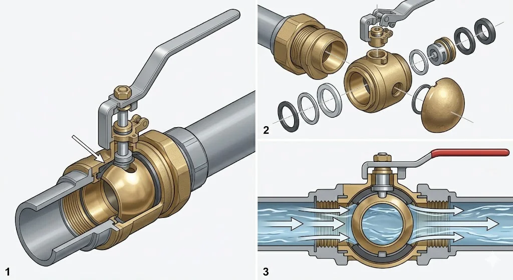 Nguyên lý và cấu tạo của van bi đồng