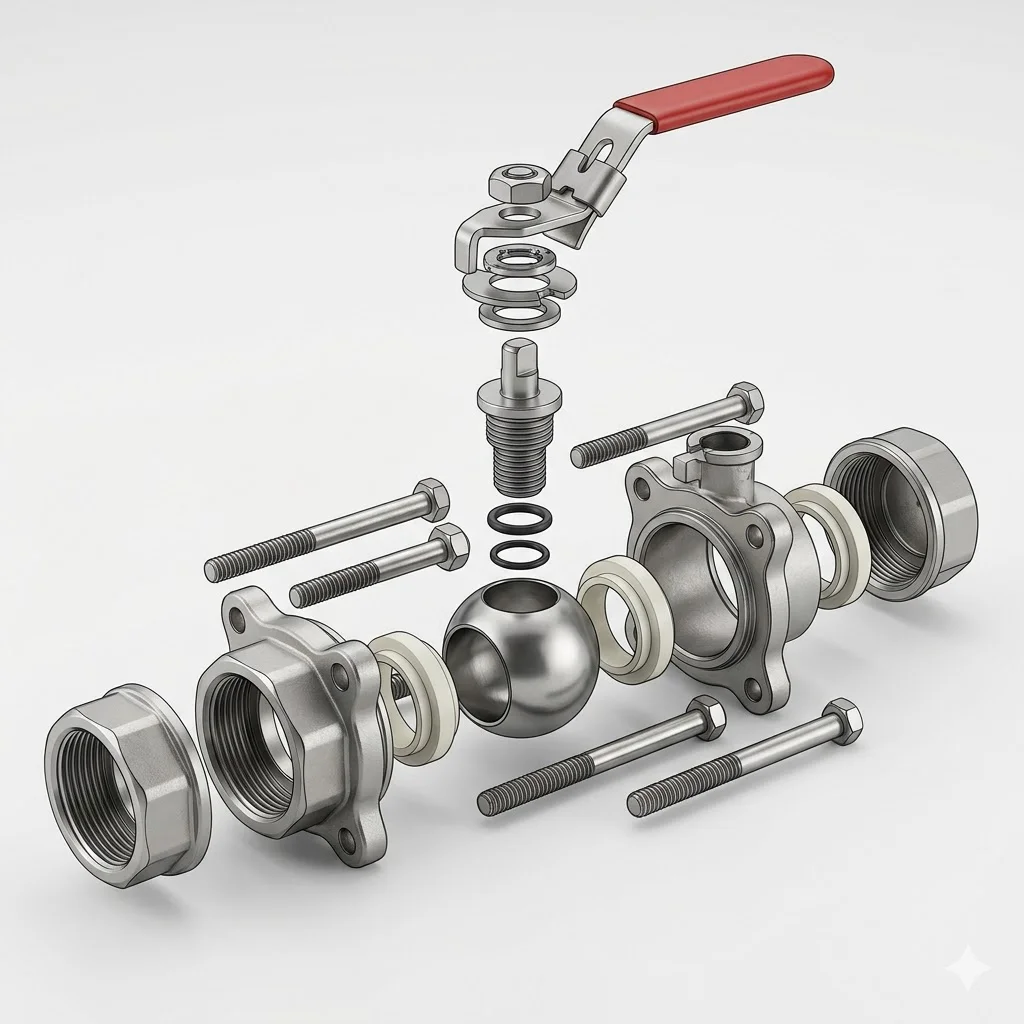 Cấu tạo của sản phẩm van bi inox