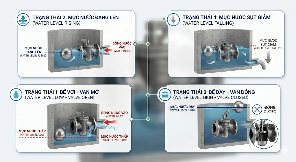 Nguyên lý hoạt động của van phao 