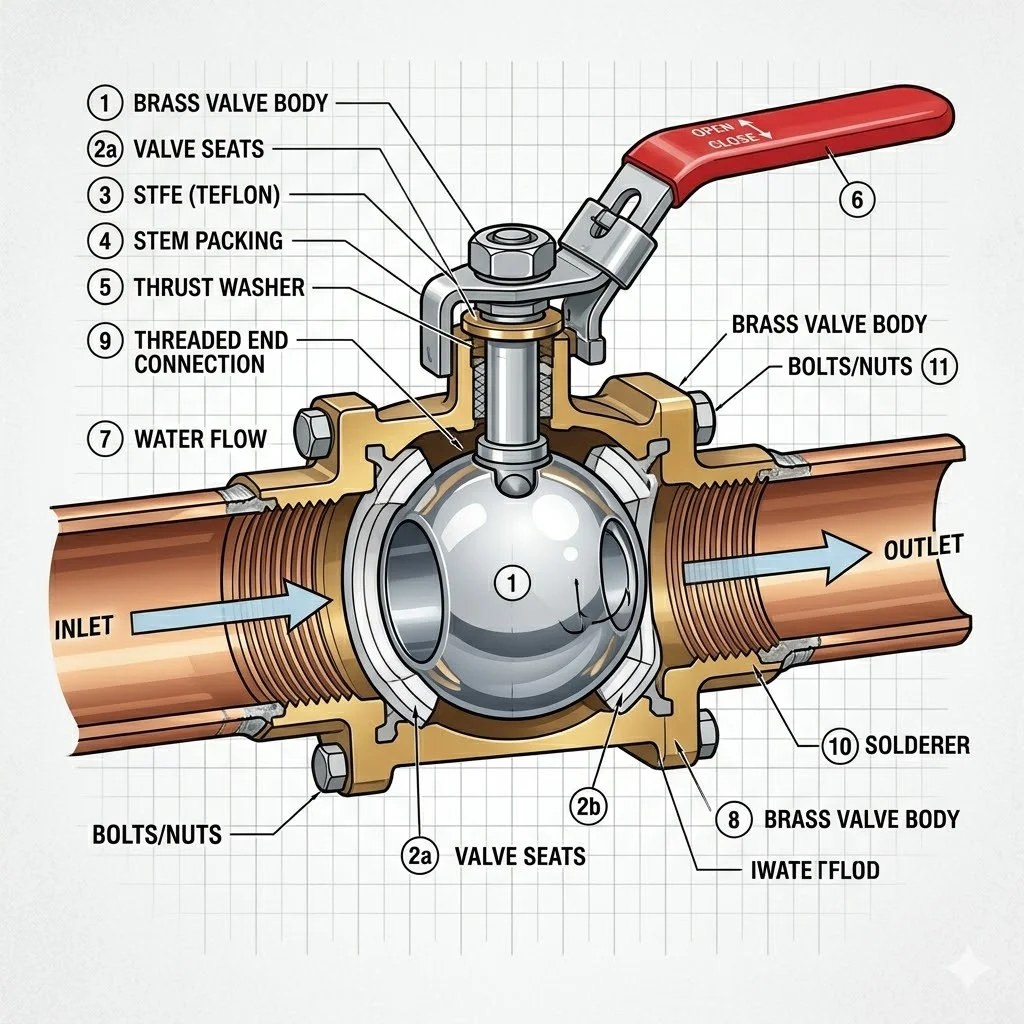 Cấu tạo của van vặn ống nước