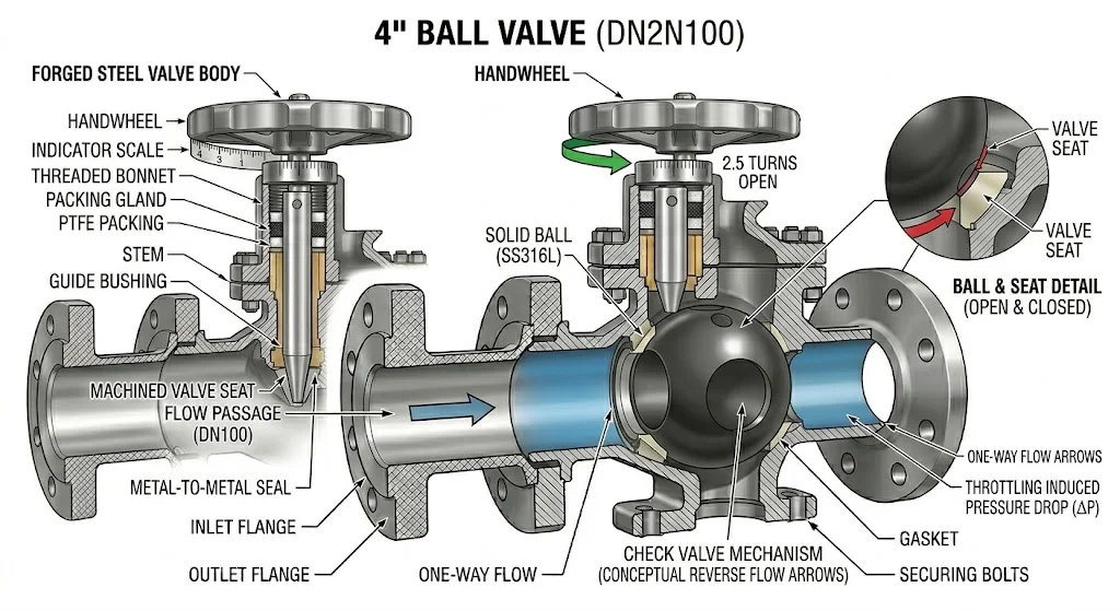 Cấu tạo của van bi