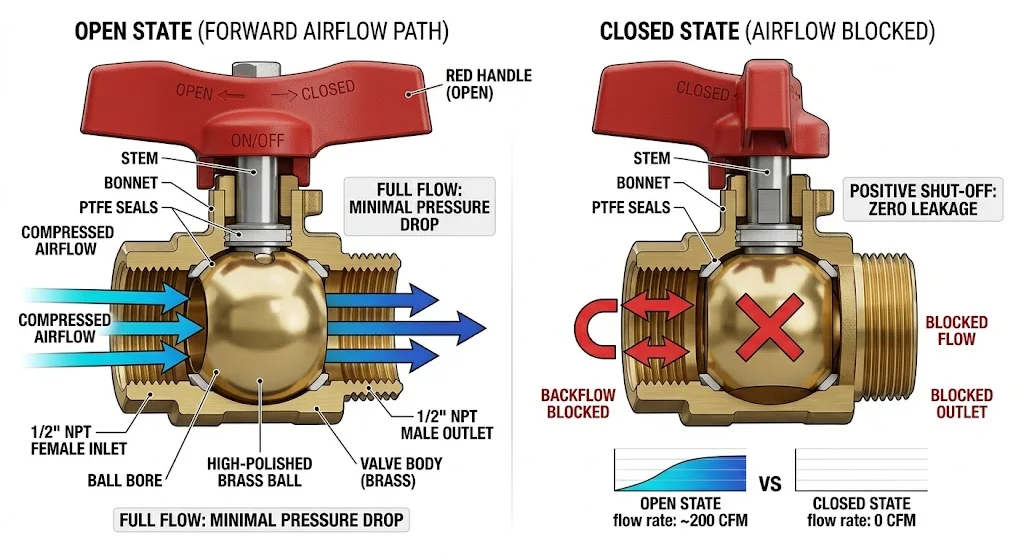 Nguyên lý hoạt động của van bi