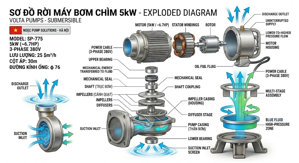 Cấu tạo và nguyên lý hoạt động của bơm chìm