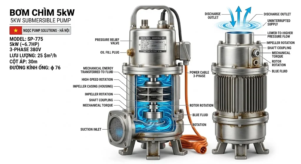 Tổng quan ngoại hình của bơm chìm