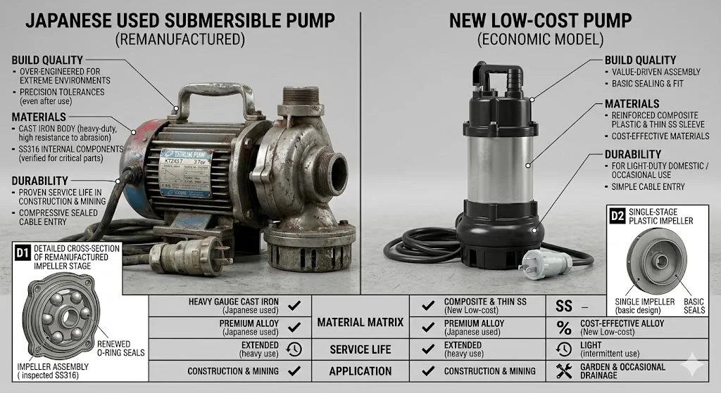 So sánh bơm Nhật cũ và bơm mới Trung Quốc