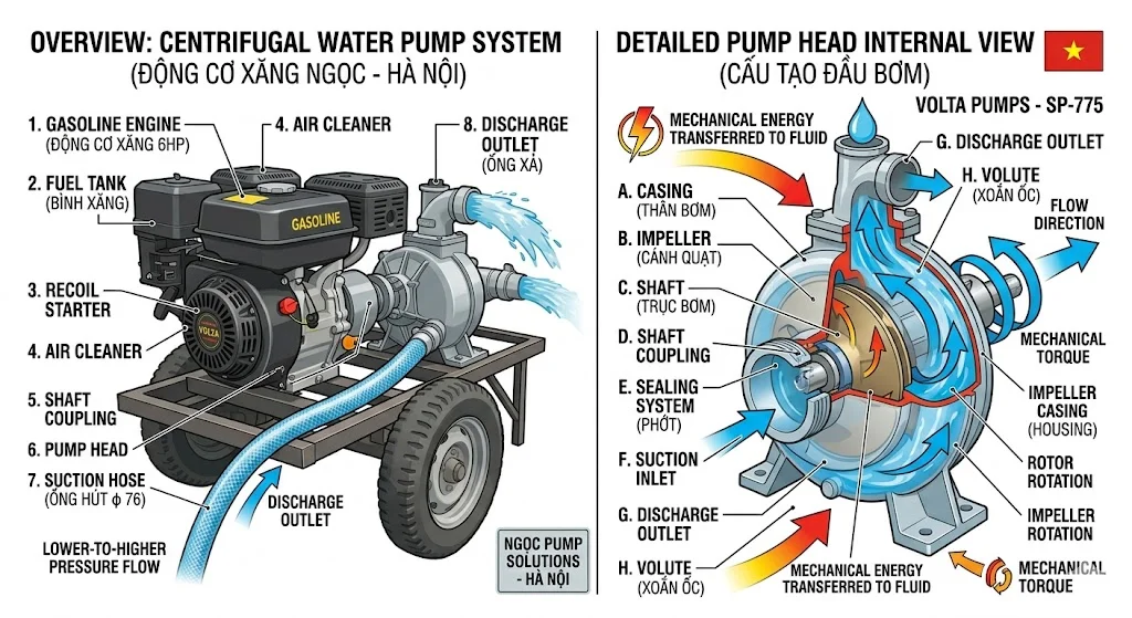 Cấu tạo của bơm cơ khí