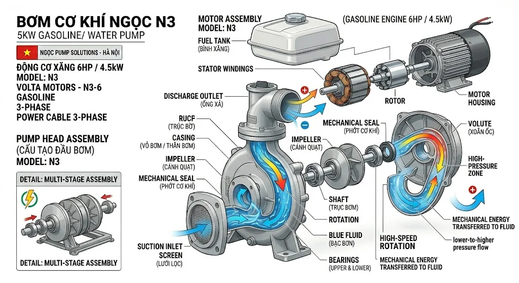 Cấu tạo của bơm cơ khí