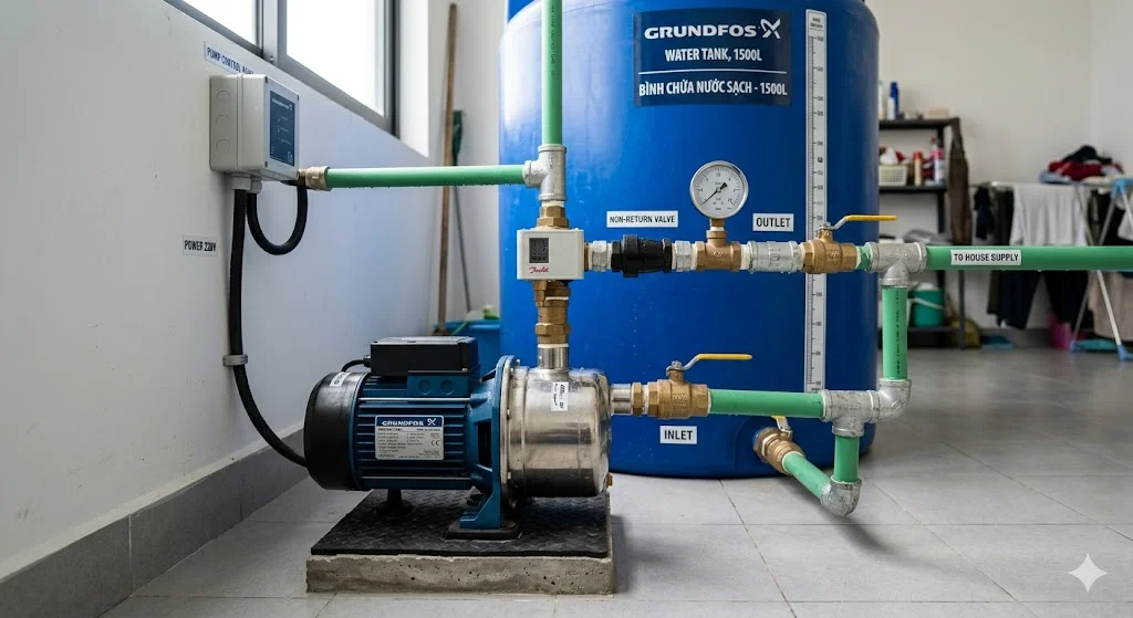 Tổng quan ngoại hình của bơm cấp nước