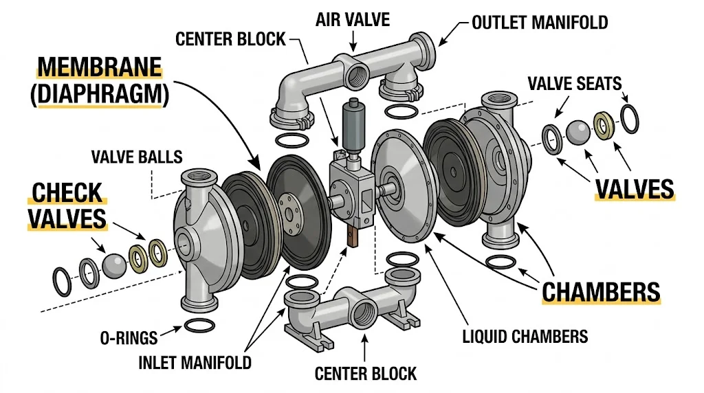 Cấu tạo à nguyên lý hoạt động của bơm màng