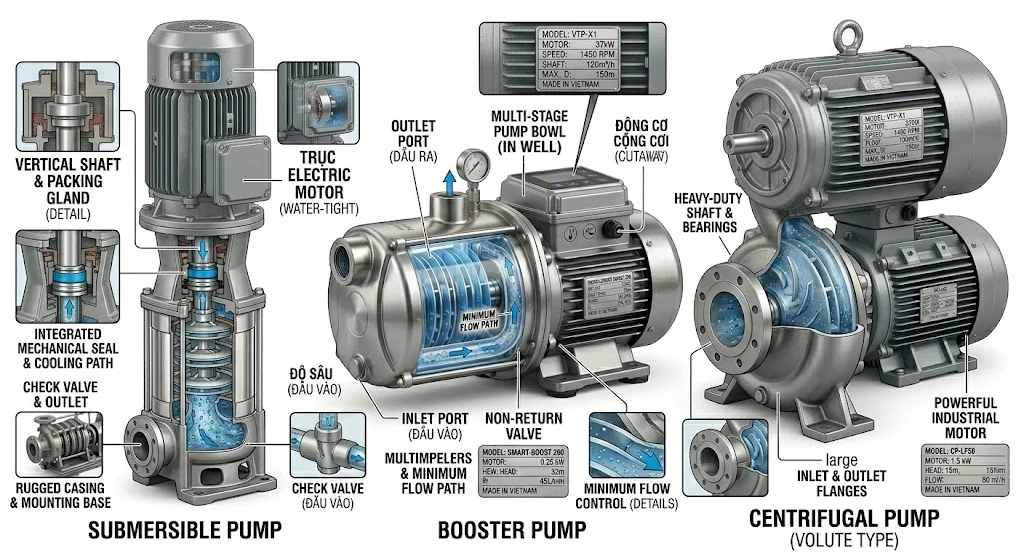 Tổng quan ngoại hình của bơm