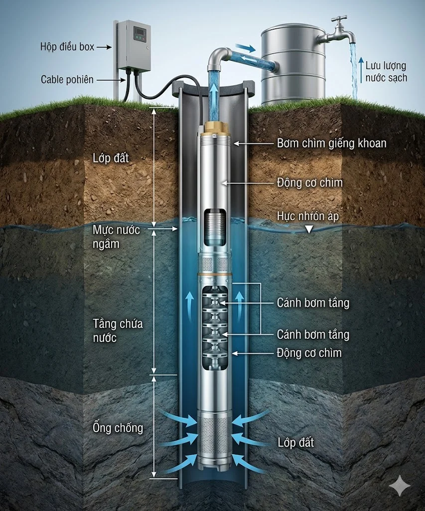 Ảnh minh hoạ bơm chìm giếng khoan