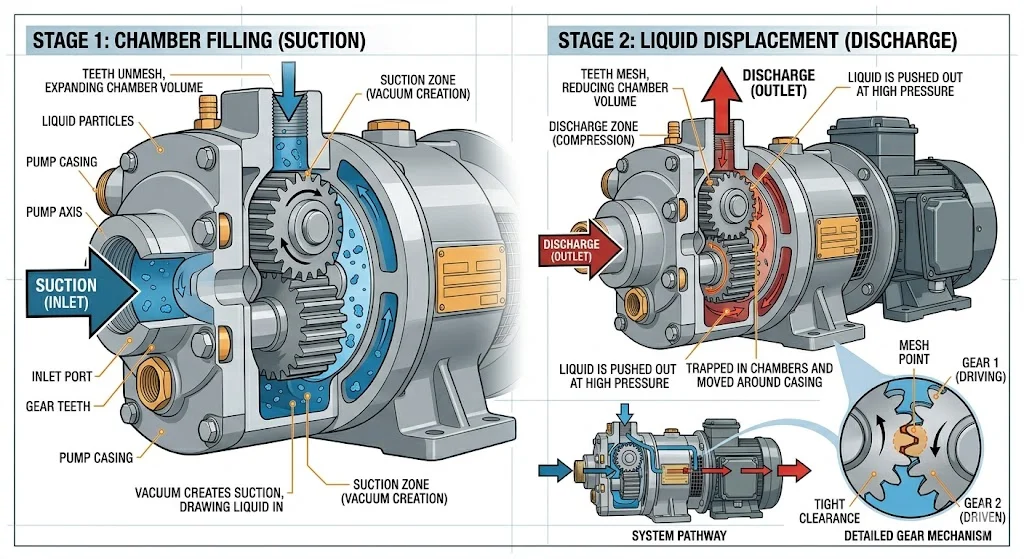 Nguyên lý hoạt động của bơm thế tích
