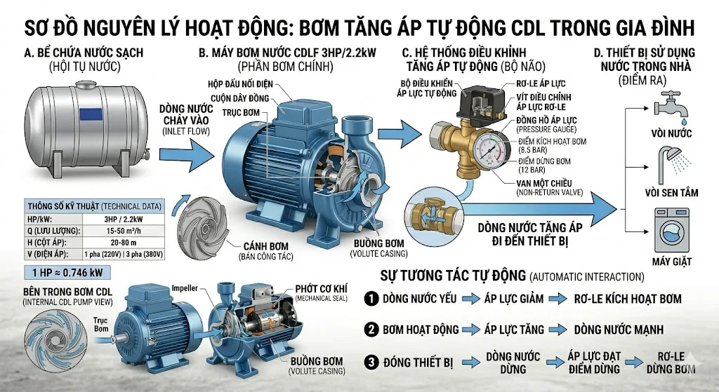 Nguyên lý hoạt động của bơm tự áp