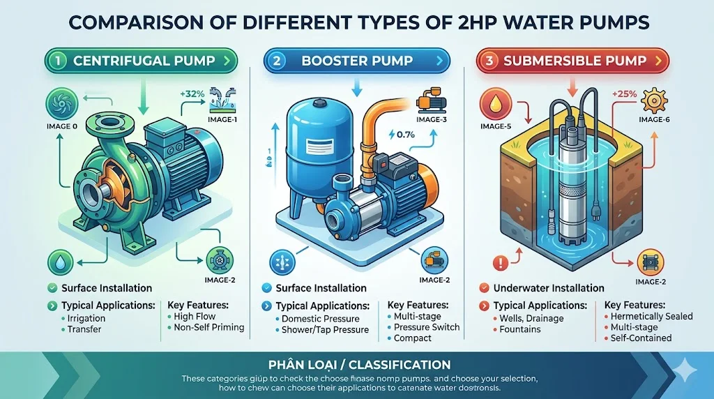 Các loại máy bơm 2 ngựa