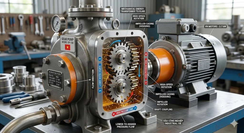 Ngoại hình của bơm Gear