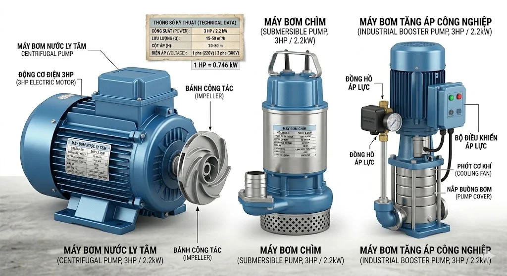 Các loại bơm 3 HP phổ biến