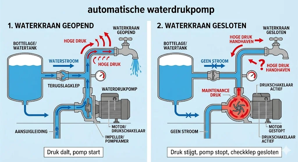 Nguyên lý hoạt động của bơm tăng áp tự động