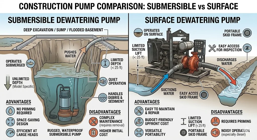 So sánh bơm chìm và bơm cạn