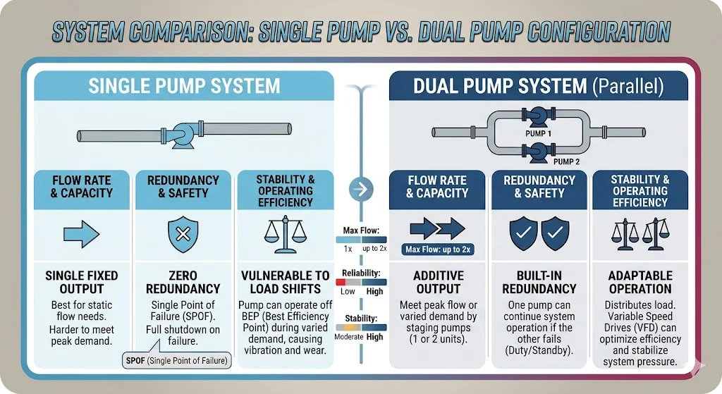 So sánh giữa bơm đơn và bơm đôi