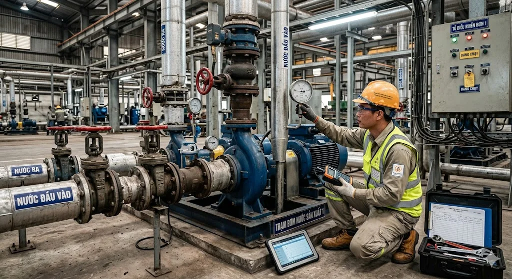 Hình ảnh minh hoạ việc kiểm tra máy bơm