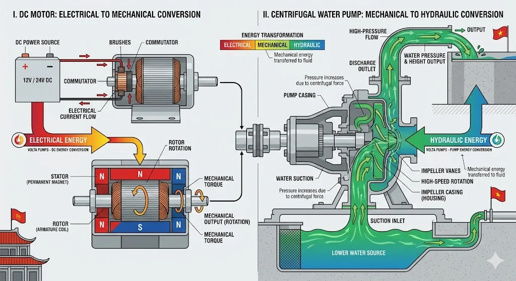 Nguyên lý hoạt động của máy bơm DC
