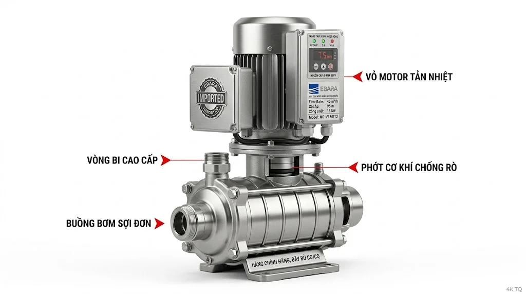 Tổng quan ngoại hình của máy bơm nhập khẩu nguyên chiếc