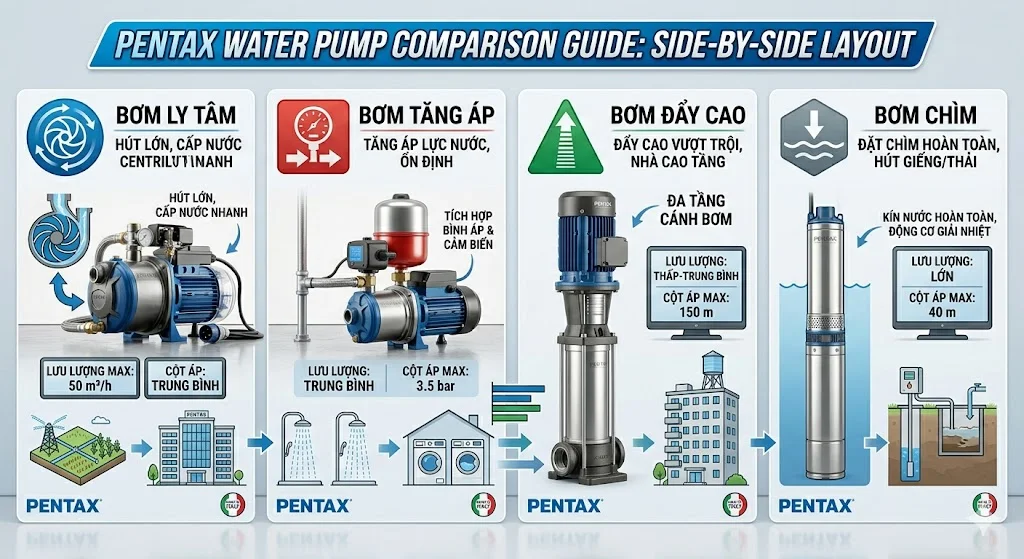Ảnh minh hoạ phân loại sản phẩm máy bơm