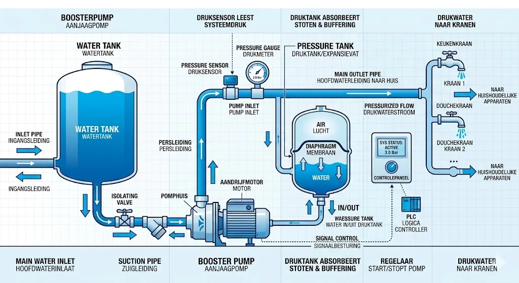 Nguyên lý hoạt động của máy bơm tăng áp