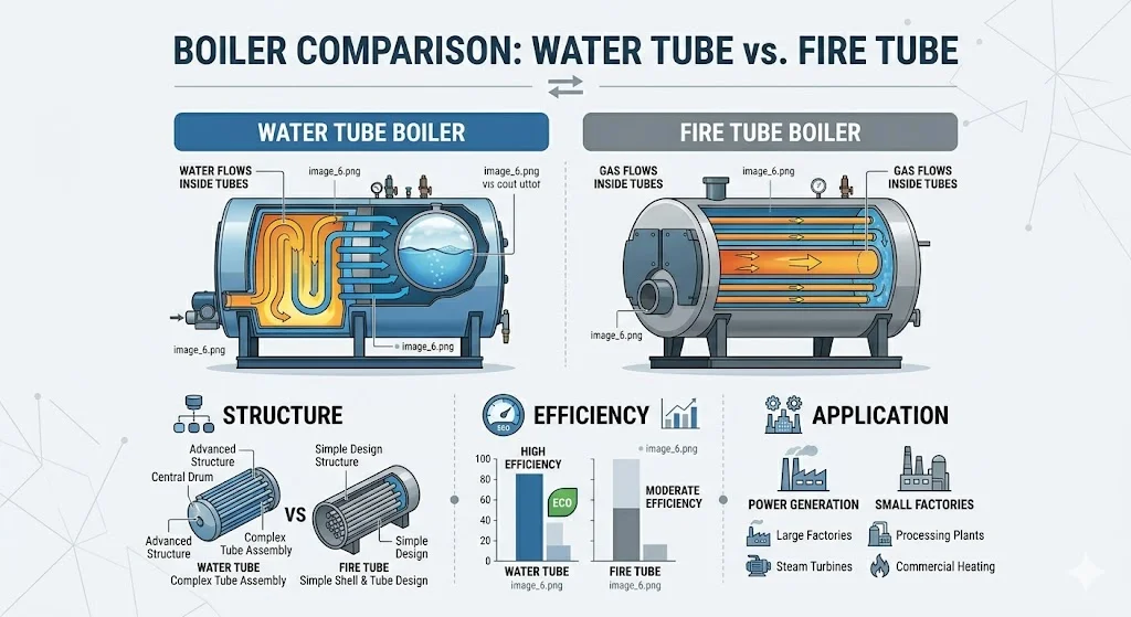 So sánh các loại boiler: Water Tube vs Fire Tube