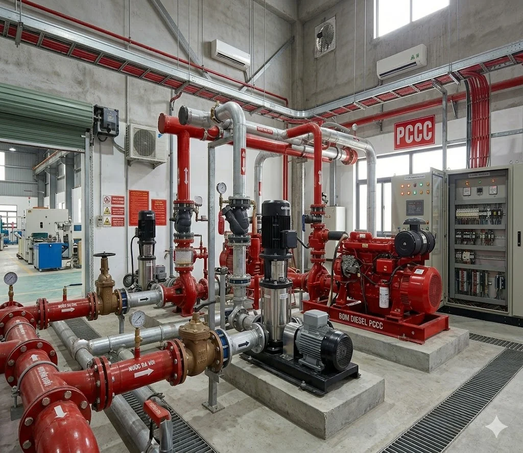 Các thành phần trong một phòng máy bơm chữa cháy