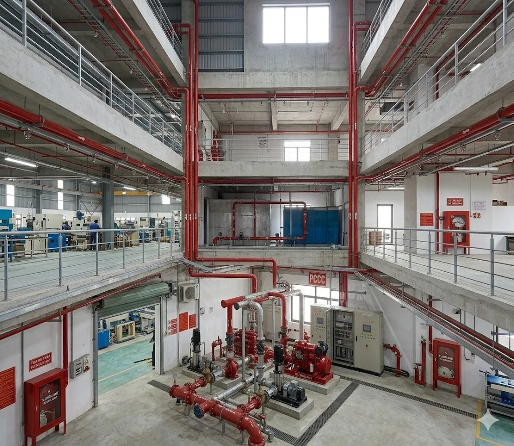 Hoạt động của một phòng máy bơm chữa cháy trên thực tế