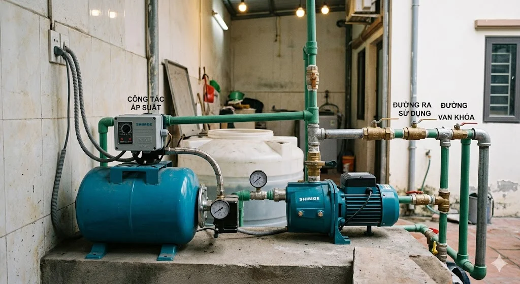 Ảnh minh hoạ lắp đặt máy bơm thực tế