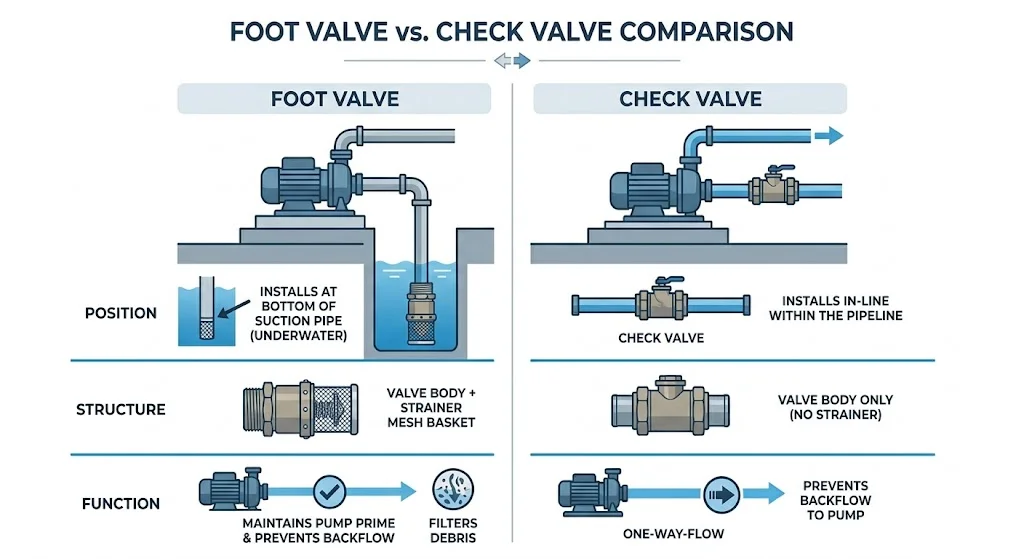 So sánh van chân và van một chiều