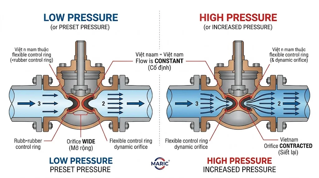 Nguyên lý hoạt động của van khống chế lưu lượng