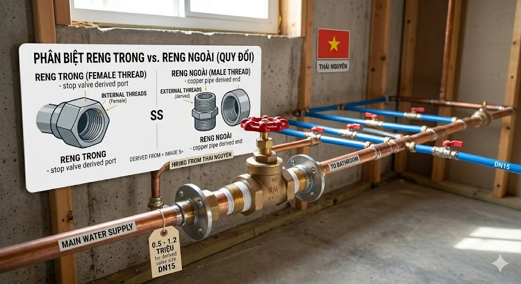 Ảnh minh hoạ lắp đặt van ren trong thực tế