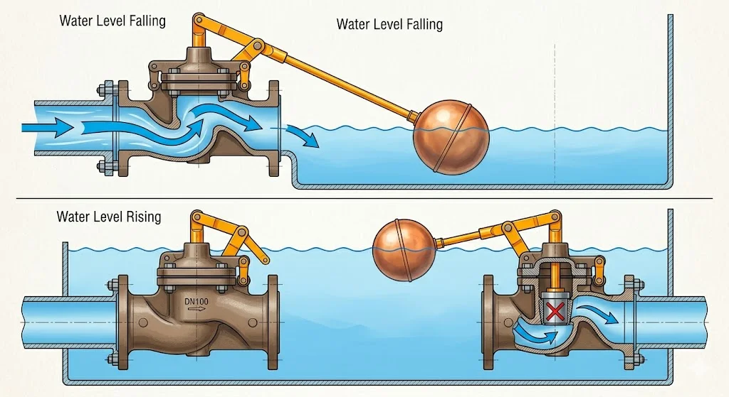 Nguyên lý hoạt động của van phao
