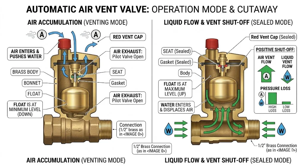 Nguyên lý hoạt động và cấu tạo của van xả hơi