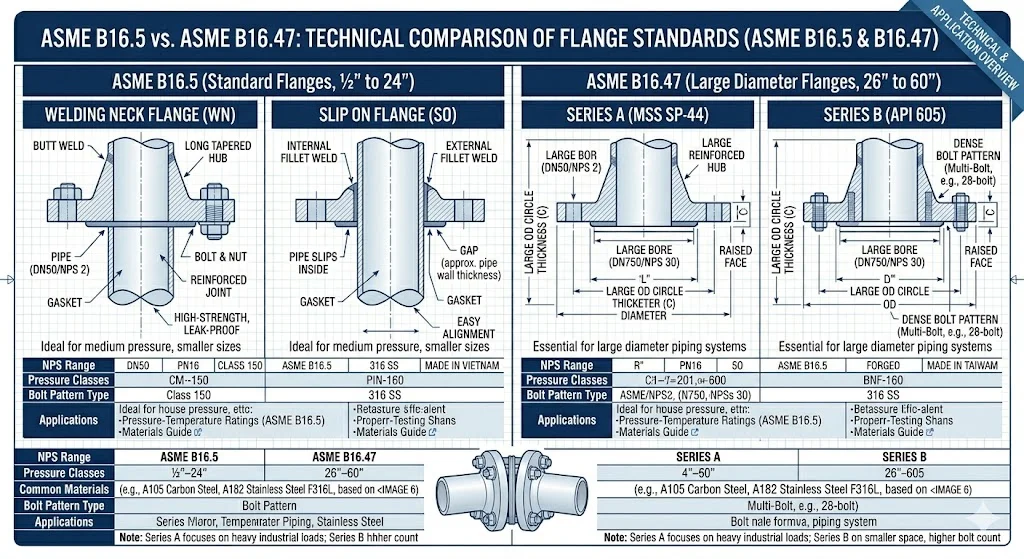 So Sánh ASME Với DIN Và JIS