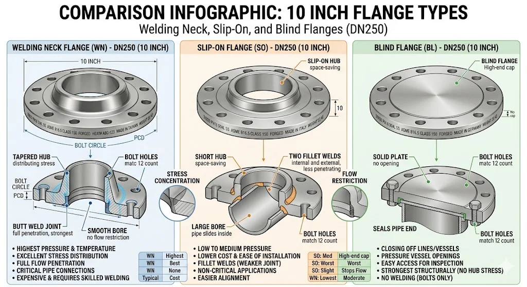 So Sánh Flange 10 Inch Inox Và Thép Carbon