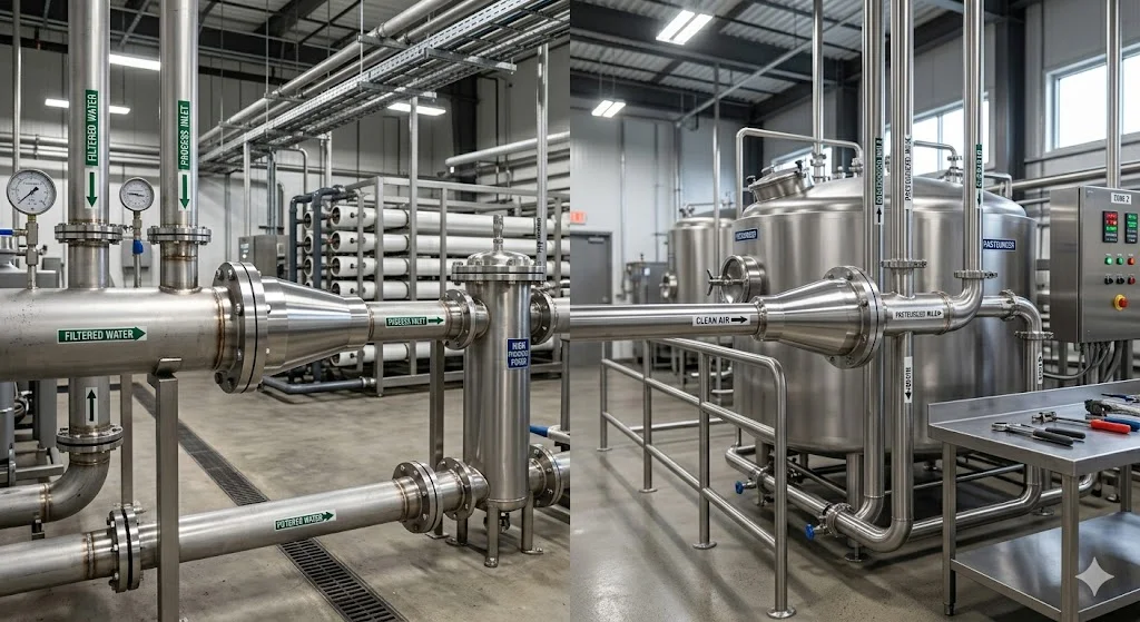 Ứng dụng của côn thu đồng tâm inox trong thực tế