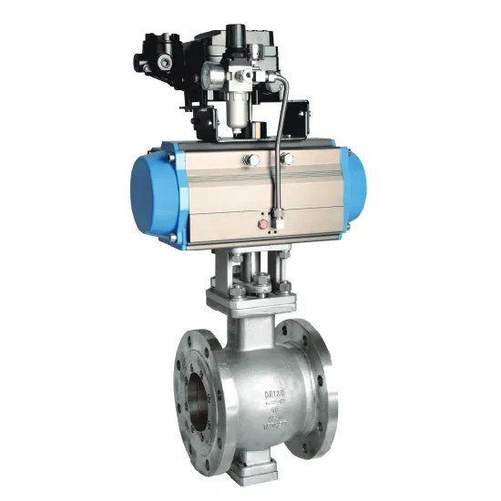 CF8-CF8m-Pneumatic-Flange-Connection-V-Port-Ball-Valve